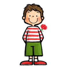 母の日　カーネーションを持つ子供