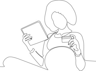 Afro american Woman Line drawing vector. Pregnant woman and motherhood Line art. Vector illustration