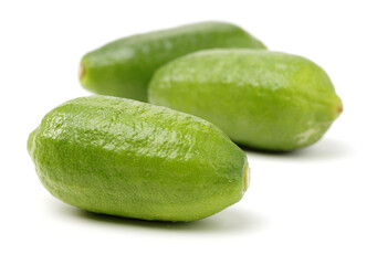 long green lemon sliced on white background