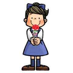 母の日　カーネーションを持つ子供