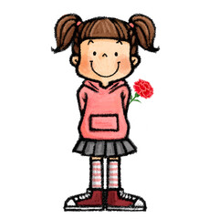 母の日　カーネーションを持つ子供