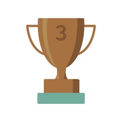 Trophy cup, bronze award colored line icon. Isolated on white background. Flat style simple third place symbol, sign used for: illustration, logo, mobile, app, design, web, dev, ui, gui. Vector EPS 10