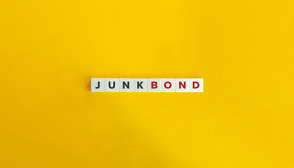 Junk Bond Banner. Letter Tiles on Yellow Background. Minimal Aesthetics.