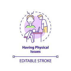 Having physical issues concept icon. Hint you are in wrong profession abstract idea thin line illustration. Discontent. Isolated outline drawing. Editable stroke. Arial, Myriad Pro-Bold fonts used