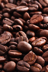 Roasted coffee beans background, Top view