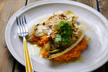 Chicory with mashed sweet potatoes