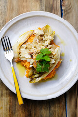 Chicory with mashed sweet potatoes