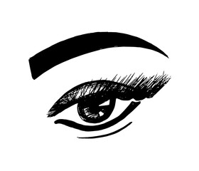 eye logo. makeup vector sketch. eyelashes eyebrow look .