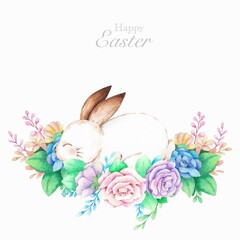 Hand drawn watercolor happy easter for design. Watercolor illustration.