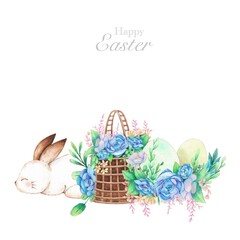 Hand drawn watercolor happy easter for design. Watercolor illustration.