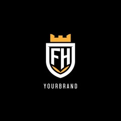 Initial FH logo with shield, esport gaming logo monogram style © Abdul