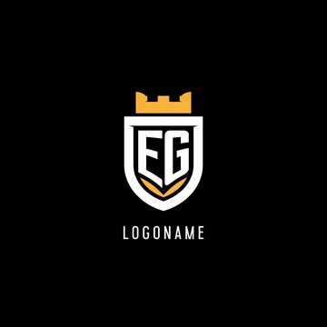 Initial EG logo with shield, esport gaming logo monogram style