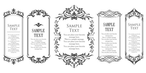 春の植物モチーフのフレームセット。ビンテージフラワー。装飾デザイン。流行りのあしらい