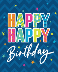 birthday greeting card with blue chevron background