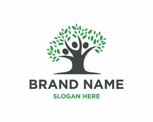 People tree shape nature logo design - psychology vector - people vector -  tree icon