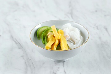 Es Teler, Indonesia cuisine, dessert from jackfruit, avocado, coconut meat, coconut milk on crushed ice