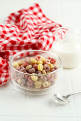A Bowl Cereal Froot Loops with Milk for Breakfast