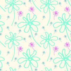 Fototapeta na wymiar Cute flower patterns in a small flower. Geometric seamless vector texture. Modern abstract flower.