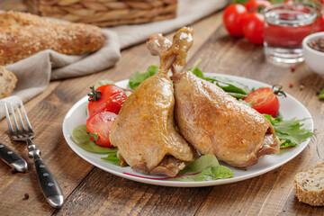 Duck/ chicken baked legs with vegetables