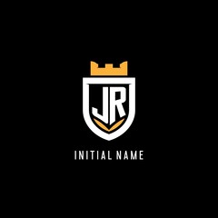 Initial JR logo with shield, esport gaming logo monogram style © Abdul