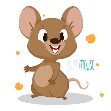 Cute vector mouse character in cartoon style. Postcard. Children's poster. Children's print.