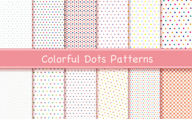 12 sets of colorful patterns with polka dots