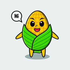 Cute cartoon corn character with happy expression in modern style design for t-shirt, sticker, logo element, poster