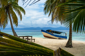 Boat on caribbean island