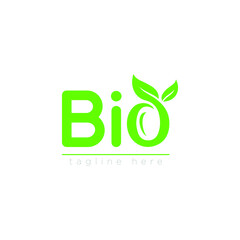 Bio logo Design, Green three leaf symbol, Natural organic icon illustration on white Background.eps