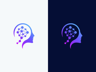 Brain Tech logo and human head logo