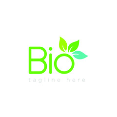Bio logo Design, Green three leaf symbol, Natural organic icon illustration on white Background.