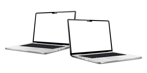 Two laptops with blank screen mock up - obrazy, fototapety, plakaty