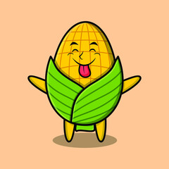 Cute cartoon corn character with flashy expression in cute style for t-shirt, sticker, logo element