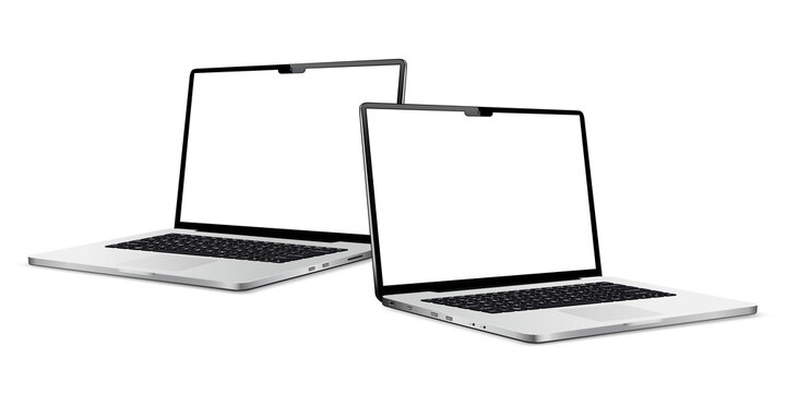 Two laptops with blank screen mock up