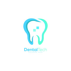 Dental teeth Digital Connection & technology tooth Logo Design illustration
