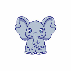 Cartoon cute elephant sitting. Elephant mascot cartoon character