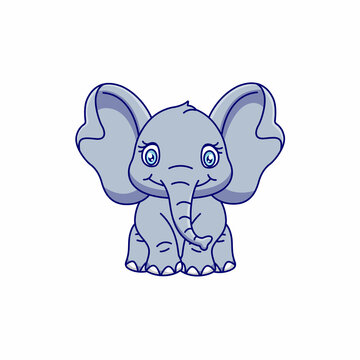Cartoon cute elephant sitting. Elephant mascot cartoon character