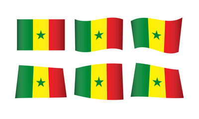 Senegalese Flag Senegal Republic National Symbol Banner Icon Vector Set Stickers Africa Dakar Wave Flags Country State Day Emblem Wave Realistic Flag Independence Culture April 4th French