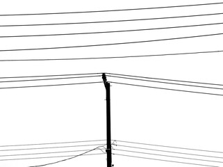 street electric pole silhouette isolated on white background