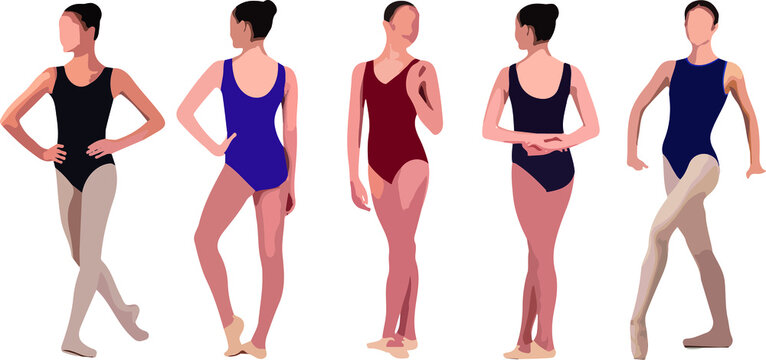 Vector silhouette of ladies, front, back, lateral, view perfect to include in your architecture projects, renders, sketches or plans.