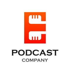 Letter e with podcast logo template illustration. suitable for podcasting, internet, brand, musical, digital, entertainment, studio etc