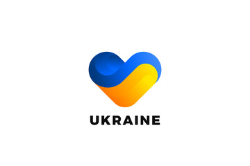 Heart Logo Love Vector design template. Stop War in Ukraine symbol. - 491433884