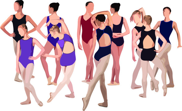 Vector silhouette of ladies, front, back, lateral, view perfect to include in your architecture projects, renders, sketches or plans.