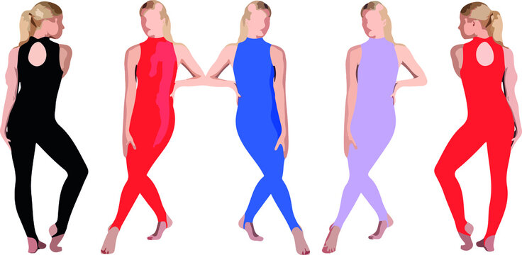 Vector silhouette of ladies, front, back, lateral, view perfect to include in your architecture projects, renders, sketches or plans.