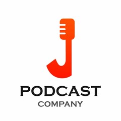 Letter j with podcast logo template illustration. suitable for podcasting, internet, brand, musical, digital, entertainment, studio etc