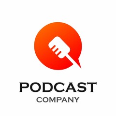 Letter q with podcast logo template illustration. suitable for podcasting, internet, brand, musical, digital, entertainment, studio etc