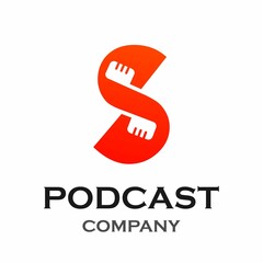 Letter s with podcast logo template illustration. suitable for podcasting, internet, brand, musical, digital, entertainment, studio etc
