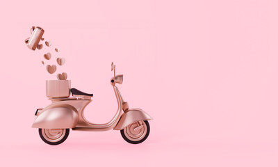 Mother's Day with realistic golden vespa illustration
