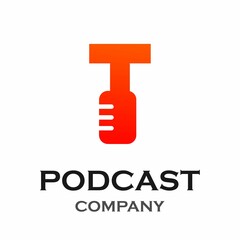 Letter t with podcast logo template illustration. suitable for podcasting, internet, brand, musical, digital, entertainment, studio etc
