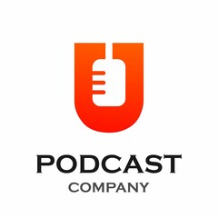 Letter u with podcast logo template illustration. suitable for podcasting, internet, brand, musical, digital, entertainment, studio etc © Deni